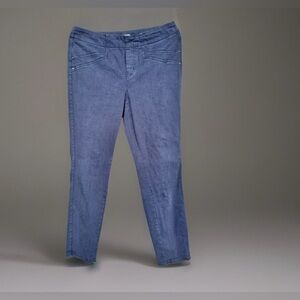 Nic+Zoe All Day Slim Pull-On Cotton Blend Soft Blue Denim Ankle Jeans Pockets 8